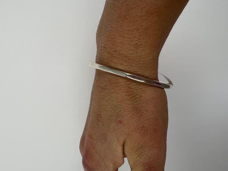 Faceted Bangle Bracelet, Sterling Silver, Simple Silver Bangle For Sale ...