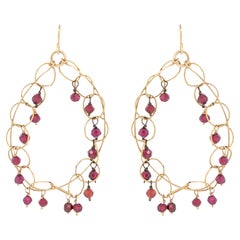 Faceted Beaded Garnet Earrings 14k Rose Gold