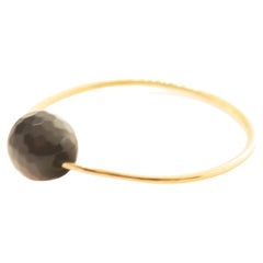 Faceted Black Onyx 18 Karat Yellow Gold Beaded Boho Chic Band Ring Intini Jewels