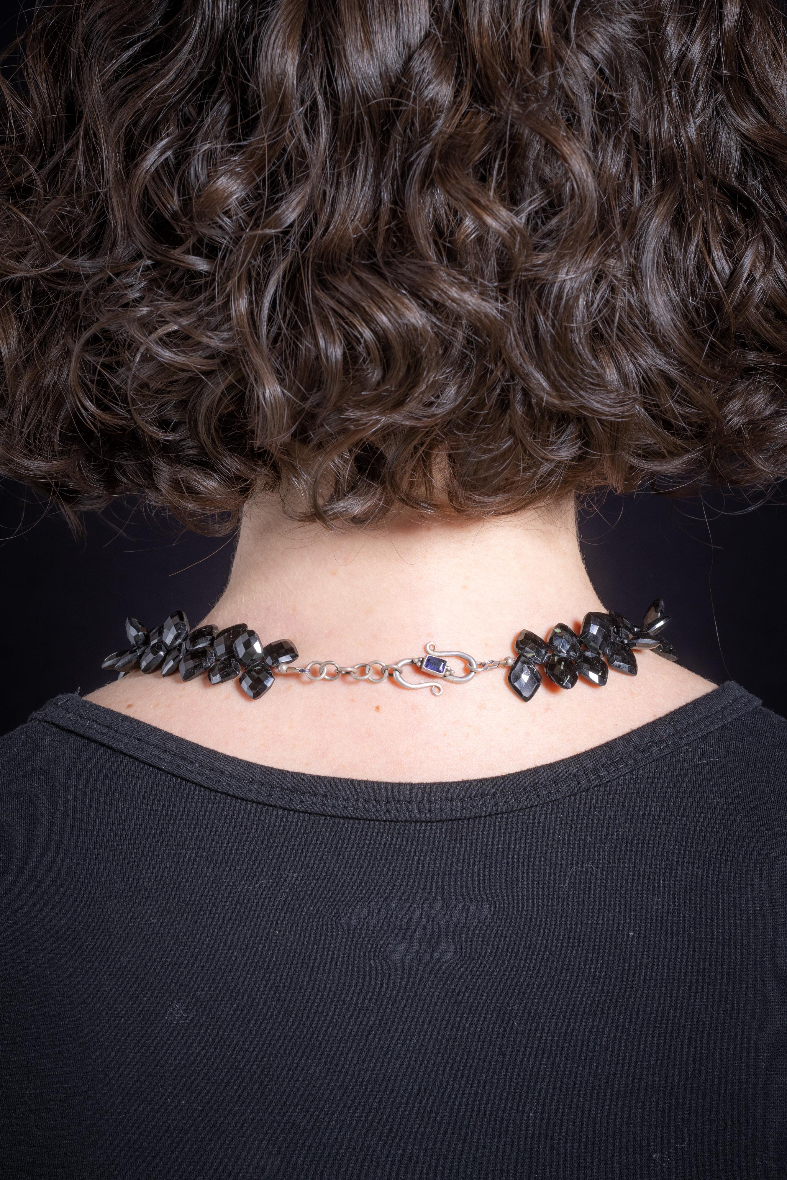 Facettierte Halskette aus schwarzem Onyx und Diamantperlen von Deborah Lockhart Phillips im Angebot 1