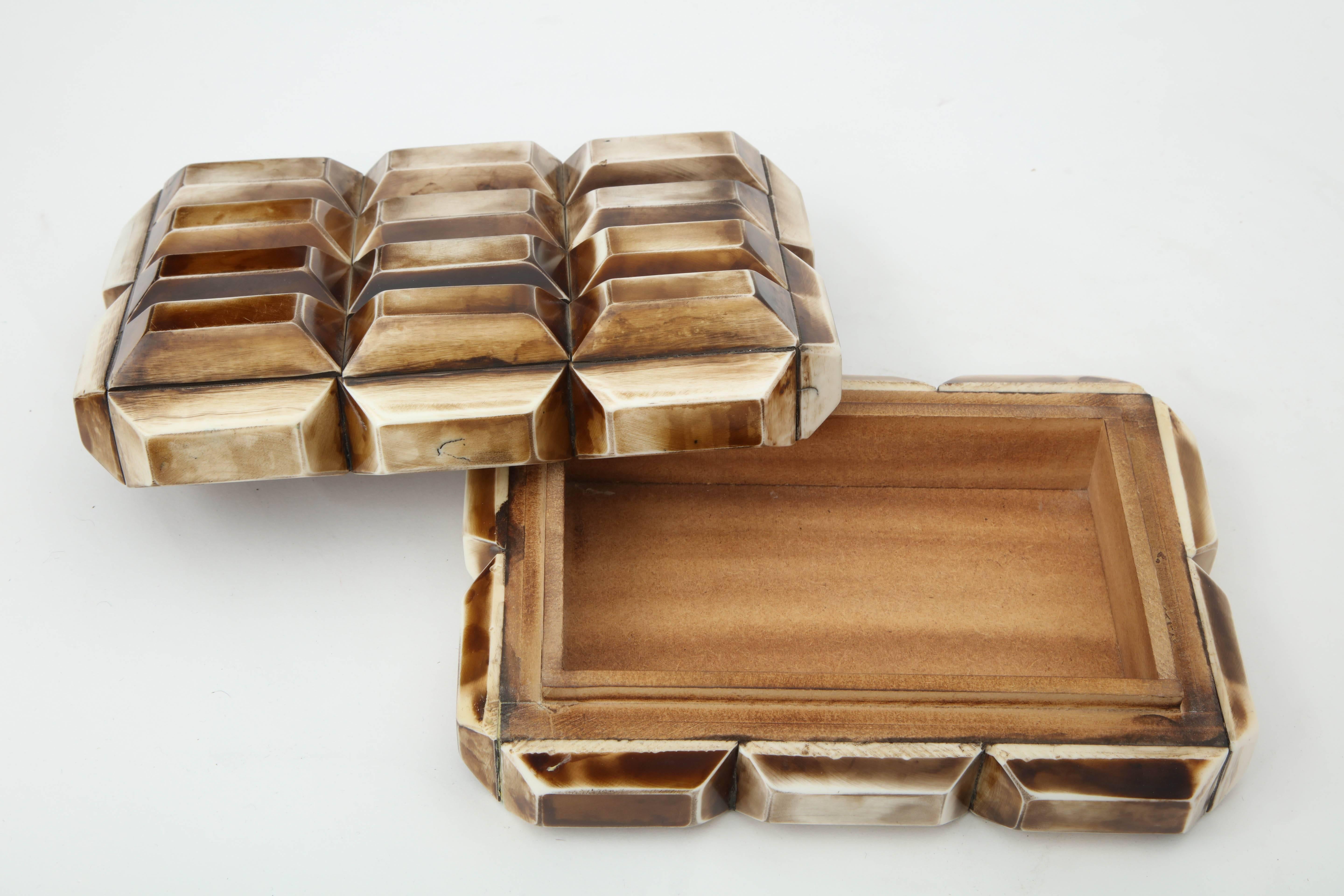 Faceted Bone Keepsake Box In Excellent Condition In New York, NY