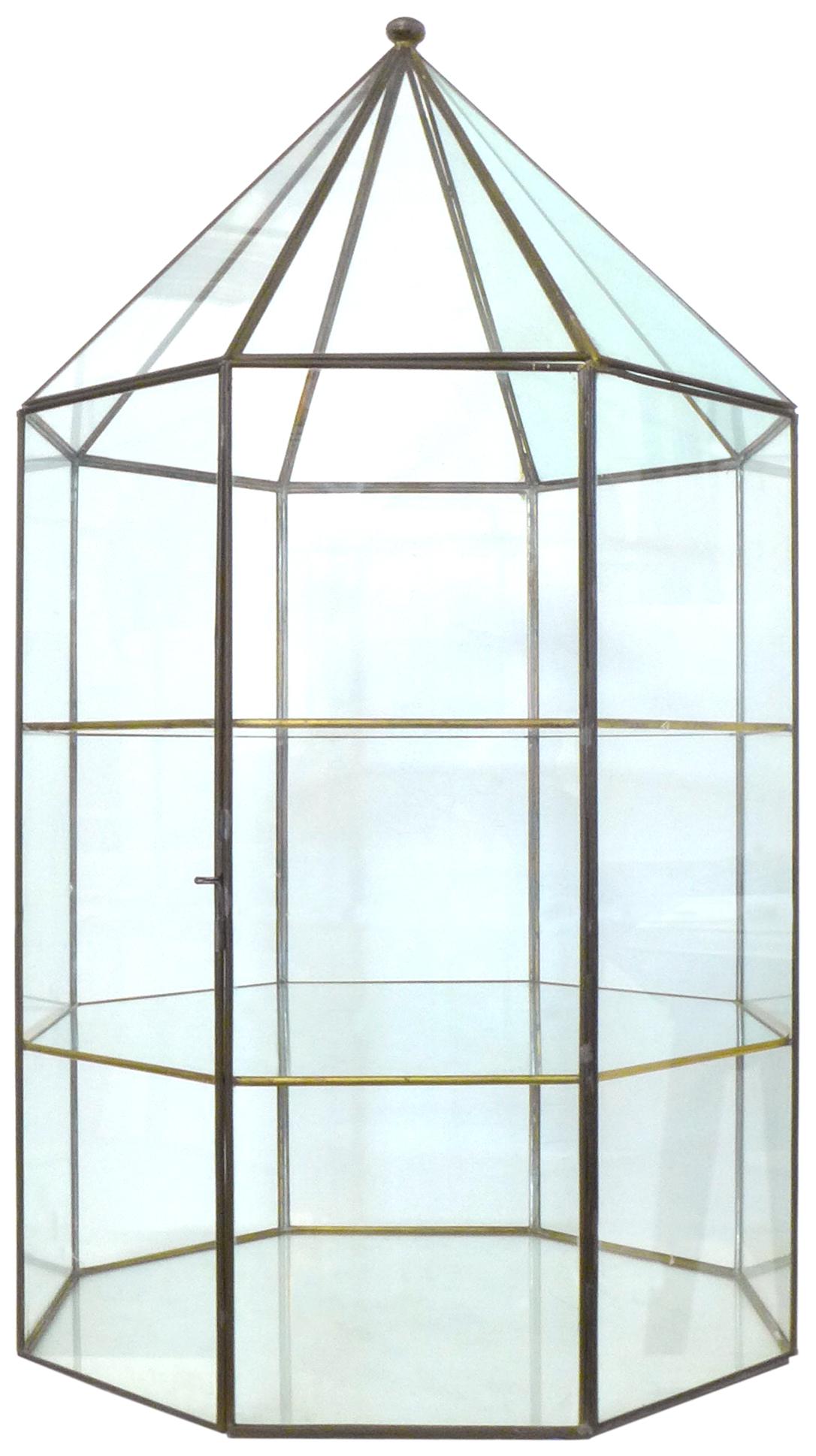 American Faceted Brass and Glass Vitrine