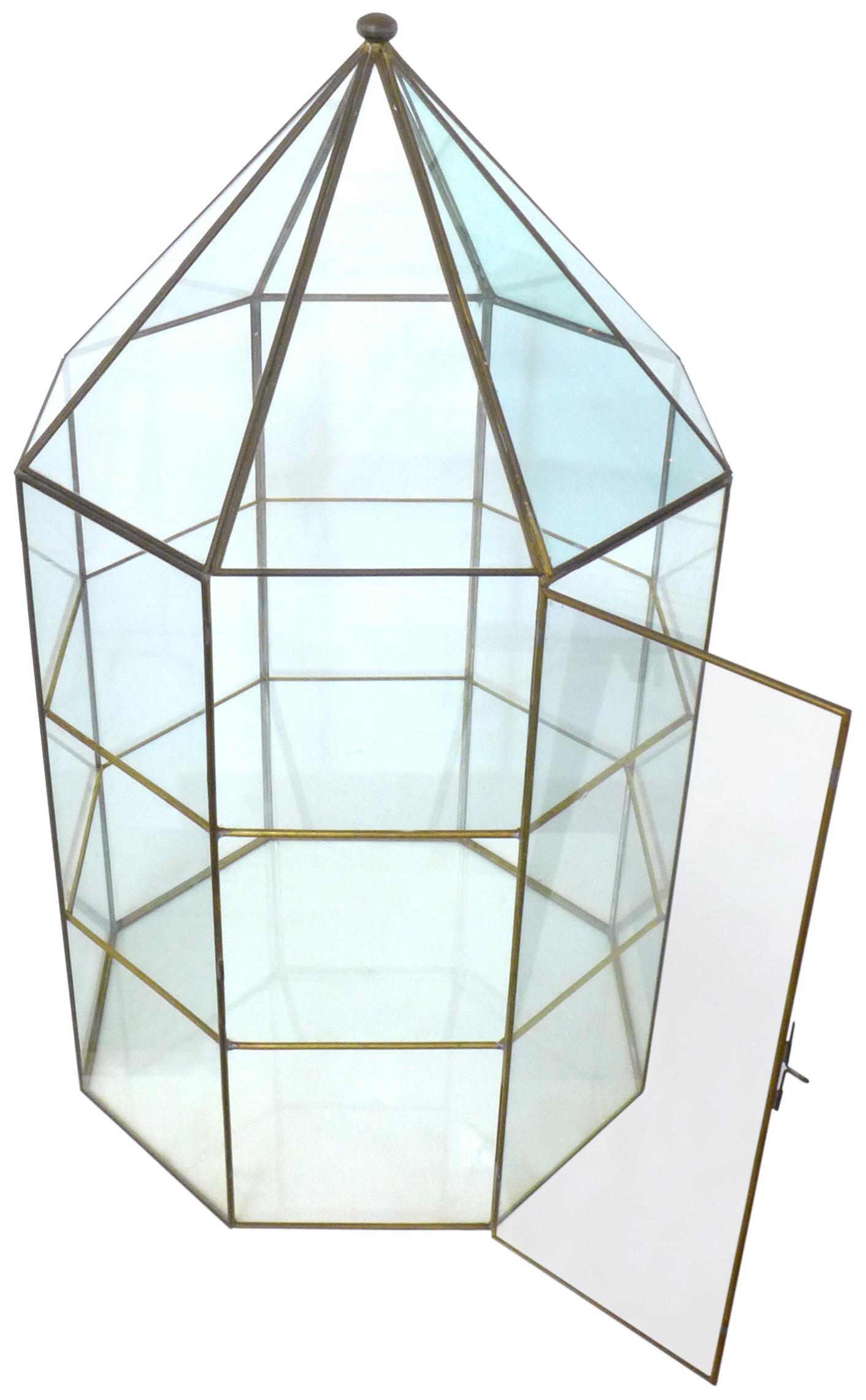 Faceted Brass and Glass Vitrine In Good Condition In Los Angeles, CA