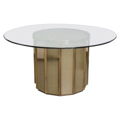 Retro Faceted Brass Dining Table Base by Bernard Rohne for Mastercraft