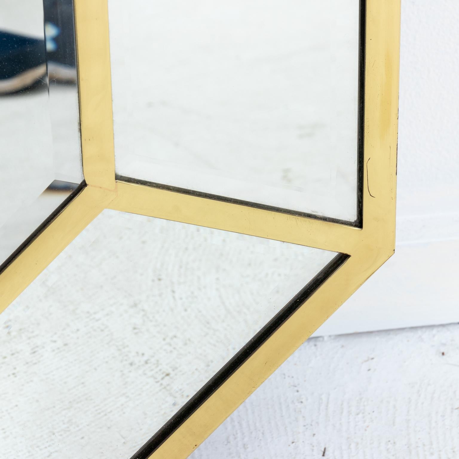 Faceted Brass Octagonal Mirror by LaBarge In Good Condition In Stamford, CT