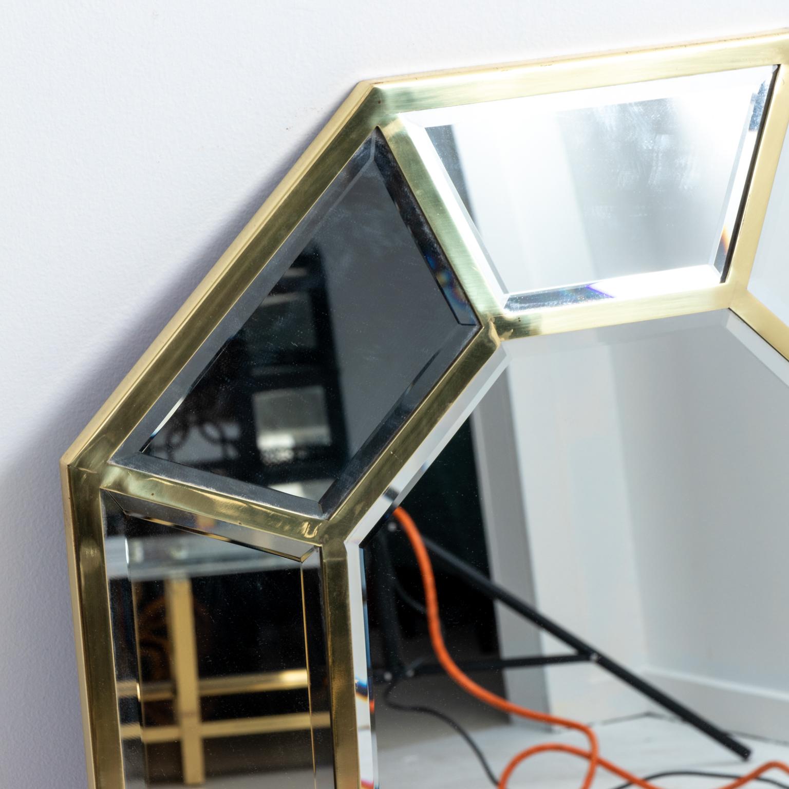 Faceted Brass Octagonal Mirror by LaBarge 3