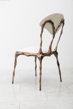 Faceted Bronze Patina Dining Chair, USA