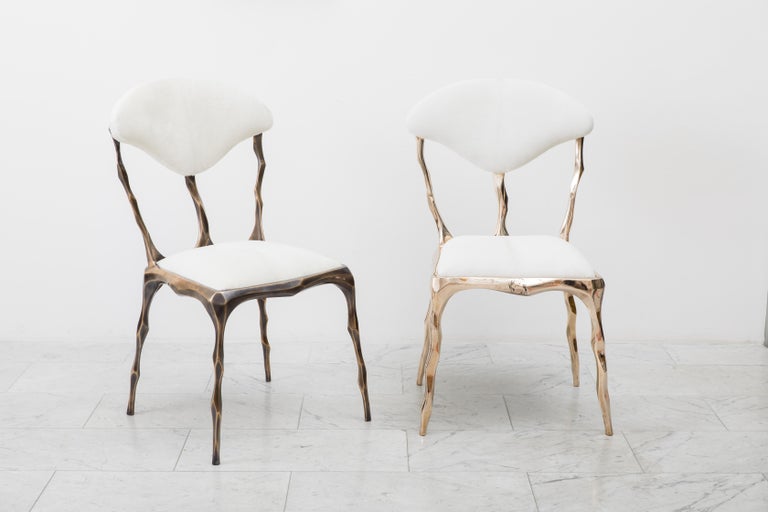 Faceted Bronze Patina Dining Chair, USA For Sale at 1stdibs