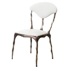 Faceted Bronze Patina Dining Chair, USA