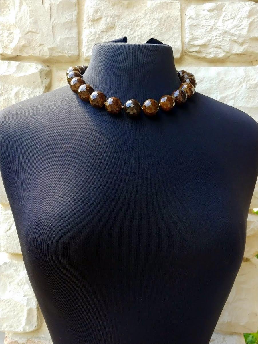 Women's Faceted Bronzite Necklace  For Sale