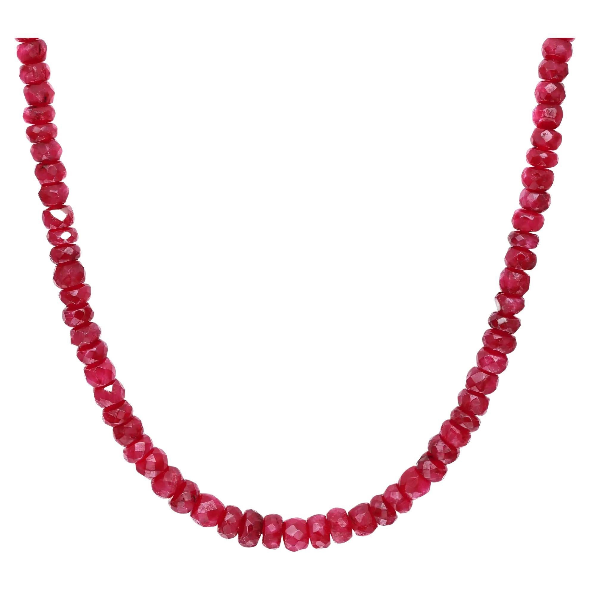 Collana a filo singolo di rubino sfaccettato cabochon 100Cttw 20 pollici