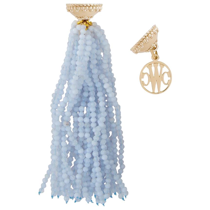 Faceted Chalcedony 26 Strand Necklace Tassel For Sale