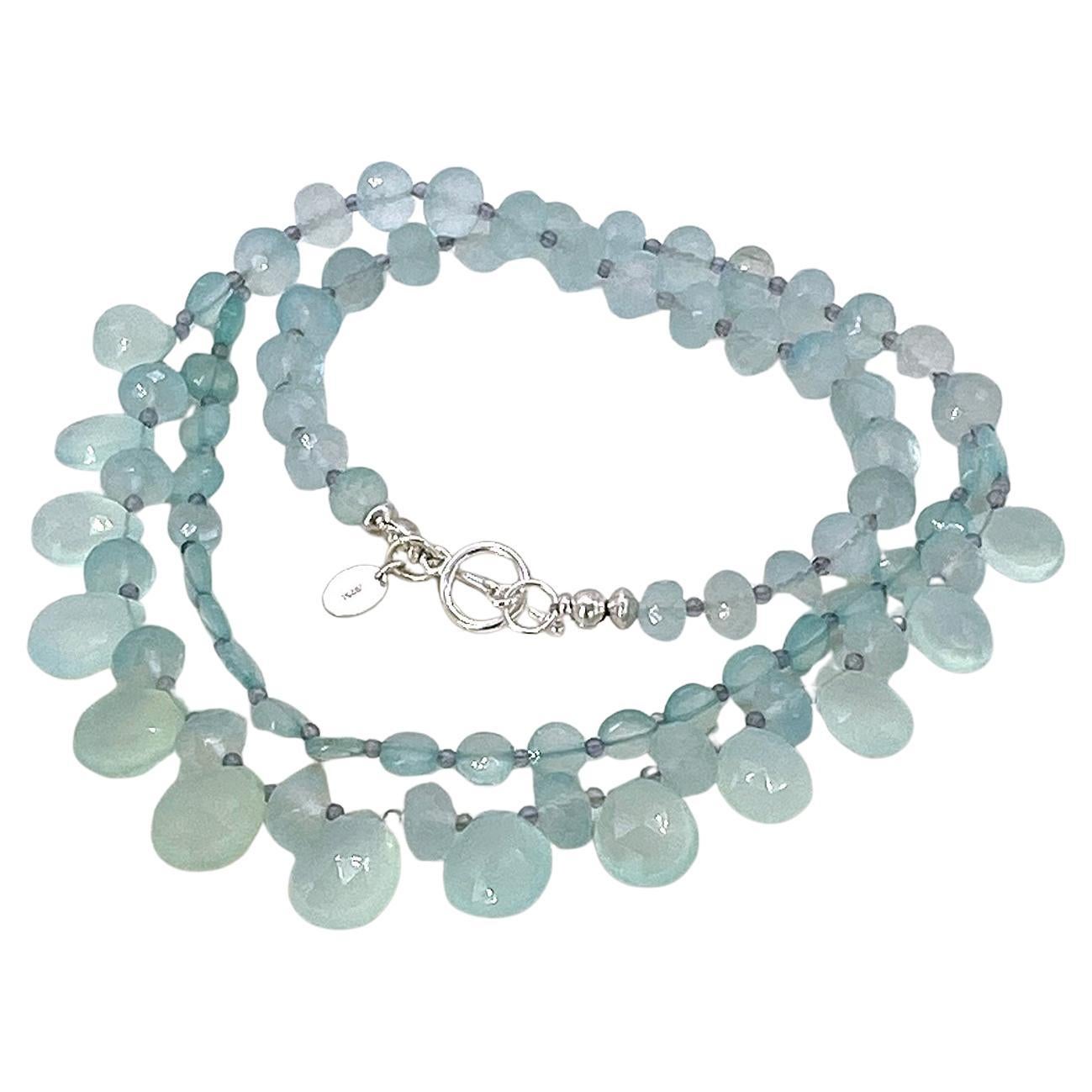 Collana in argento 925 con calcedonio sfaccettato e iolite in vendita 2