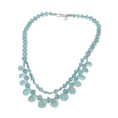 Facettierter Chalcedon und Iolith Sterling Silber Halskette