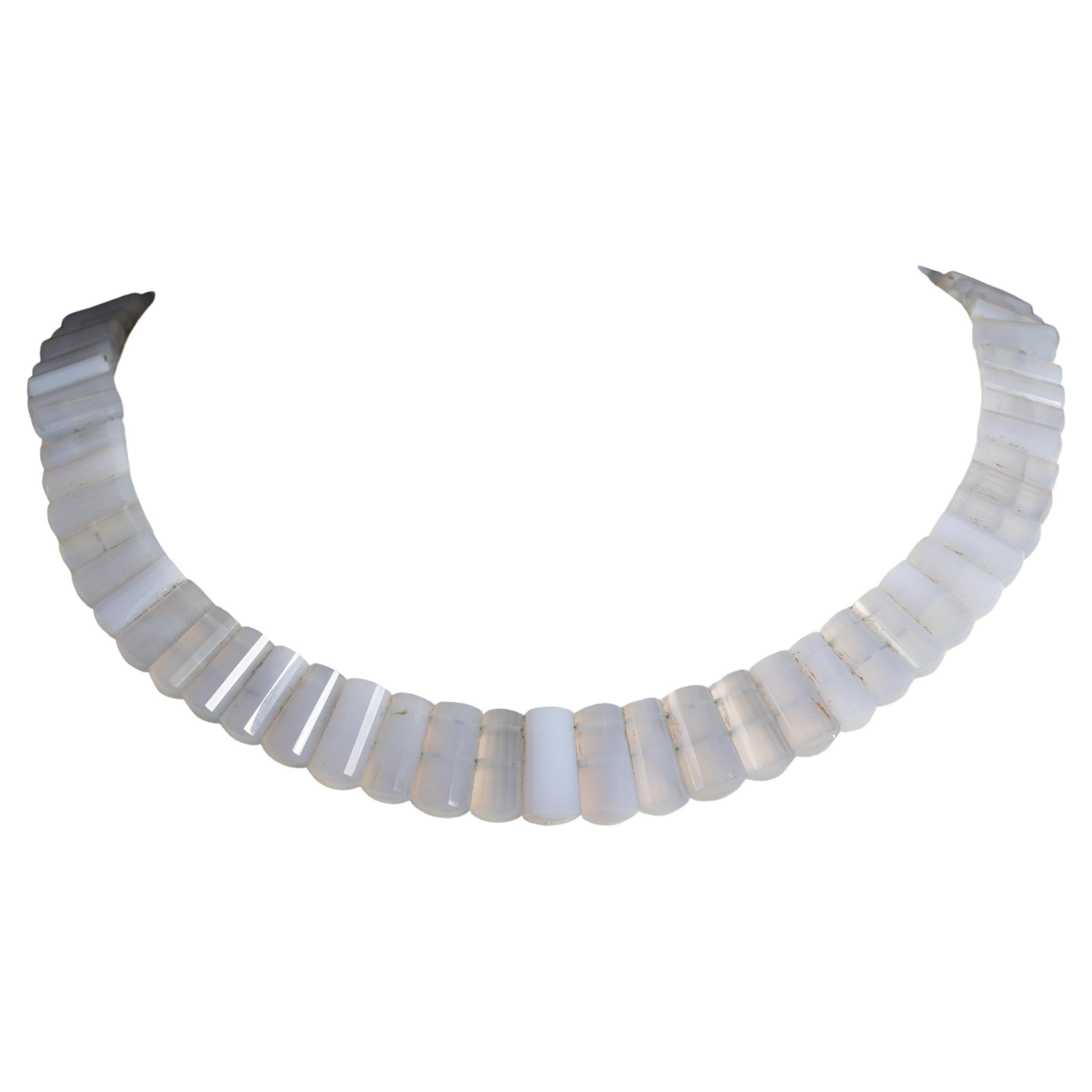 Faceted Chalcedony Beaded Necklace