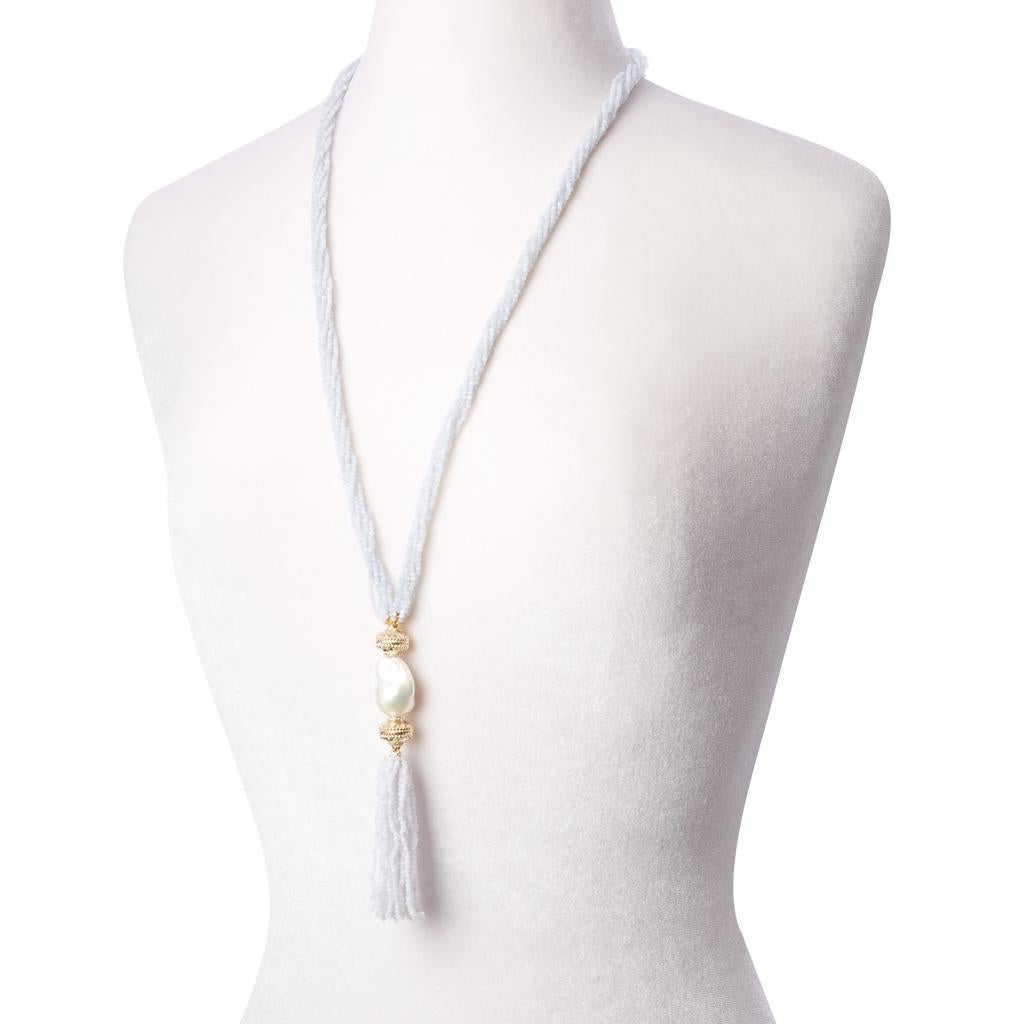 Women's Faceted Chalcedony 26 Strand Necklace Tassel For Sale