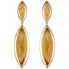 Hammerman Brothers Faceted Citrine and Diamond Drop Earrings