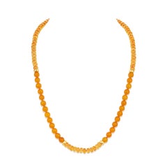 Faceted Citrine and Yellow Jade Necklace with 18 Karat Yellow Gold
