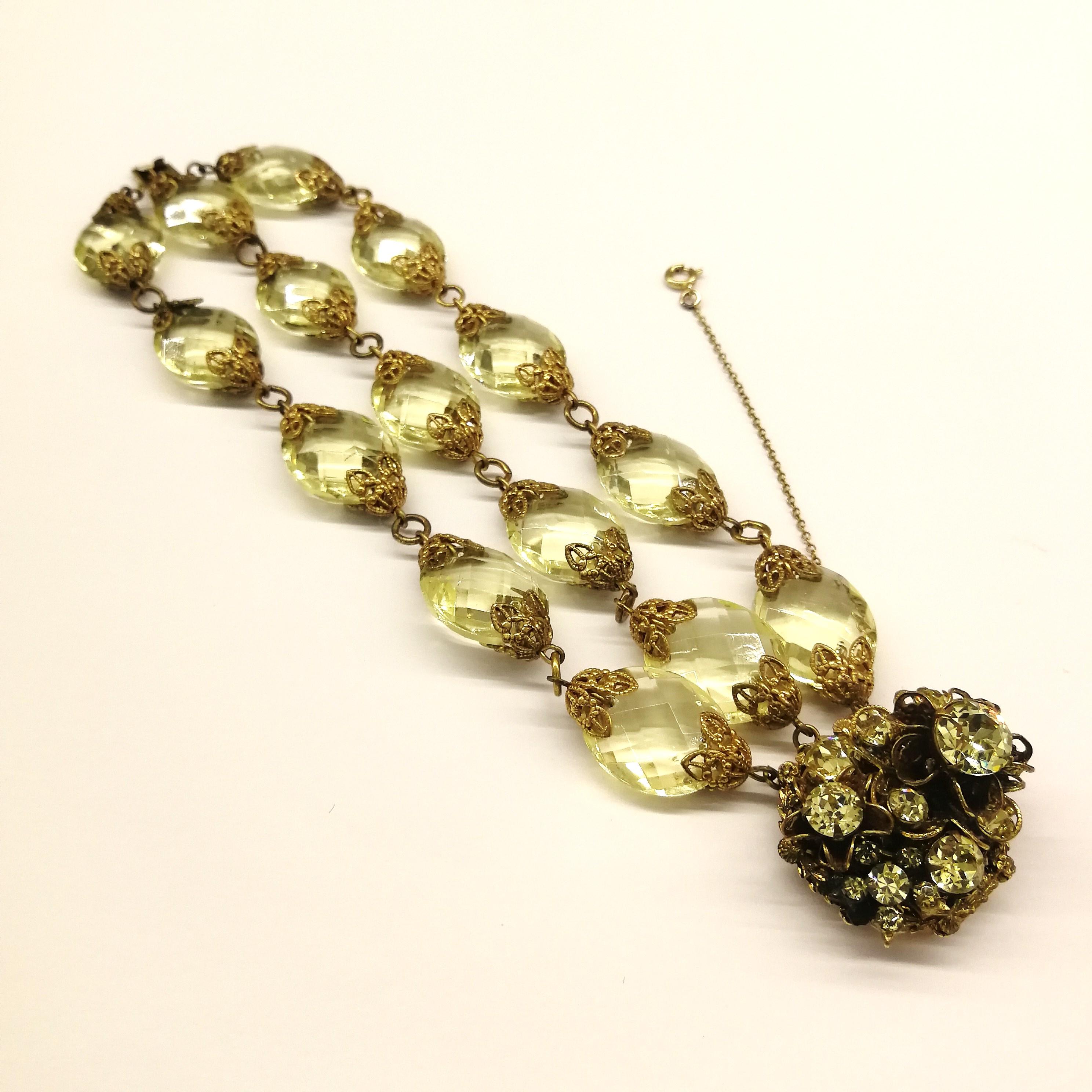Faceted citrine glass and gilded metal parure, Miriam Haskell, 1960s 6
