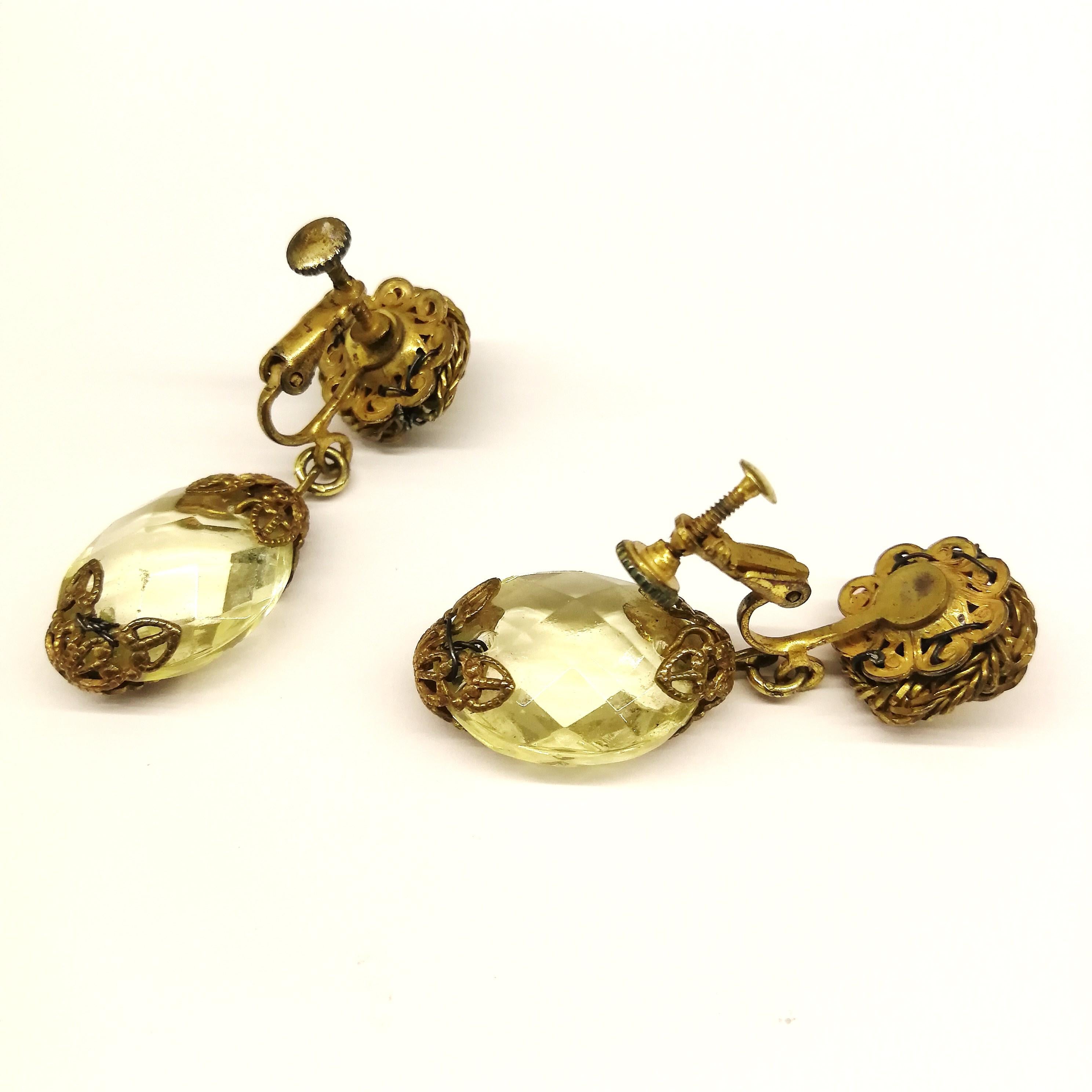 Faceted citrine glass and gilded metal parure, Miriam Haskell, 1960s 11