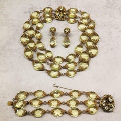 Faceted citrine glass and gilded metal parure, Miriam Haskell, 1960s