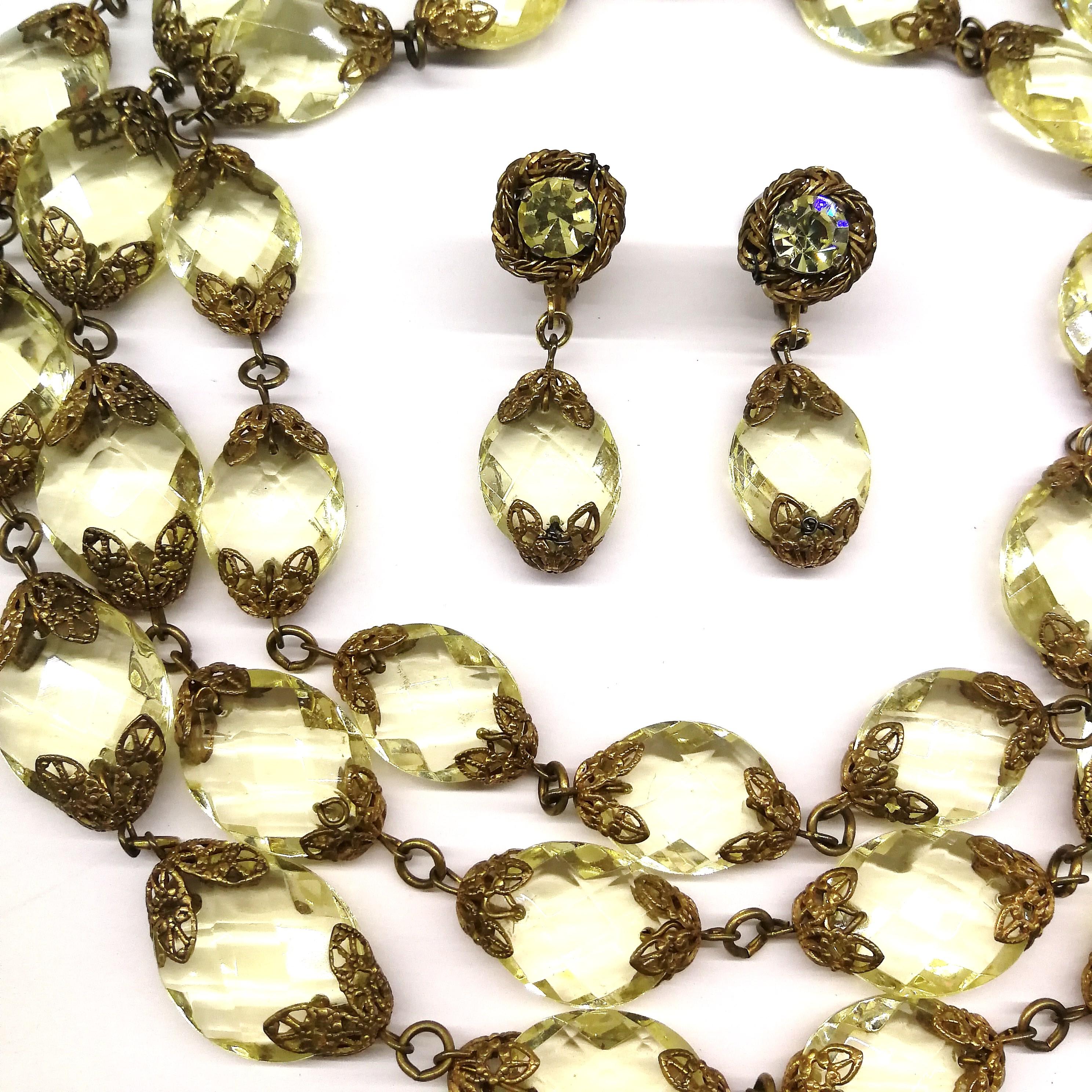 Faceted citrine glass and gilded metal parure, Miriam Haskell, 1960s 1