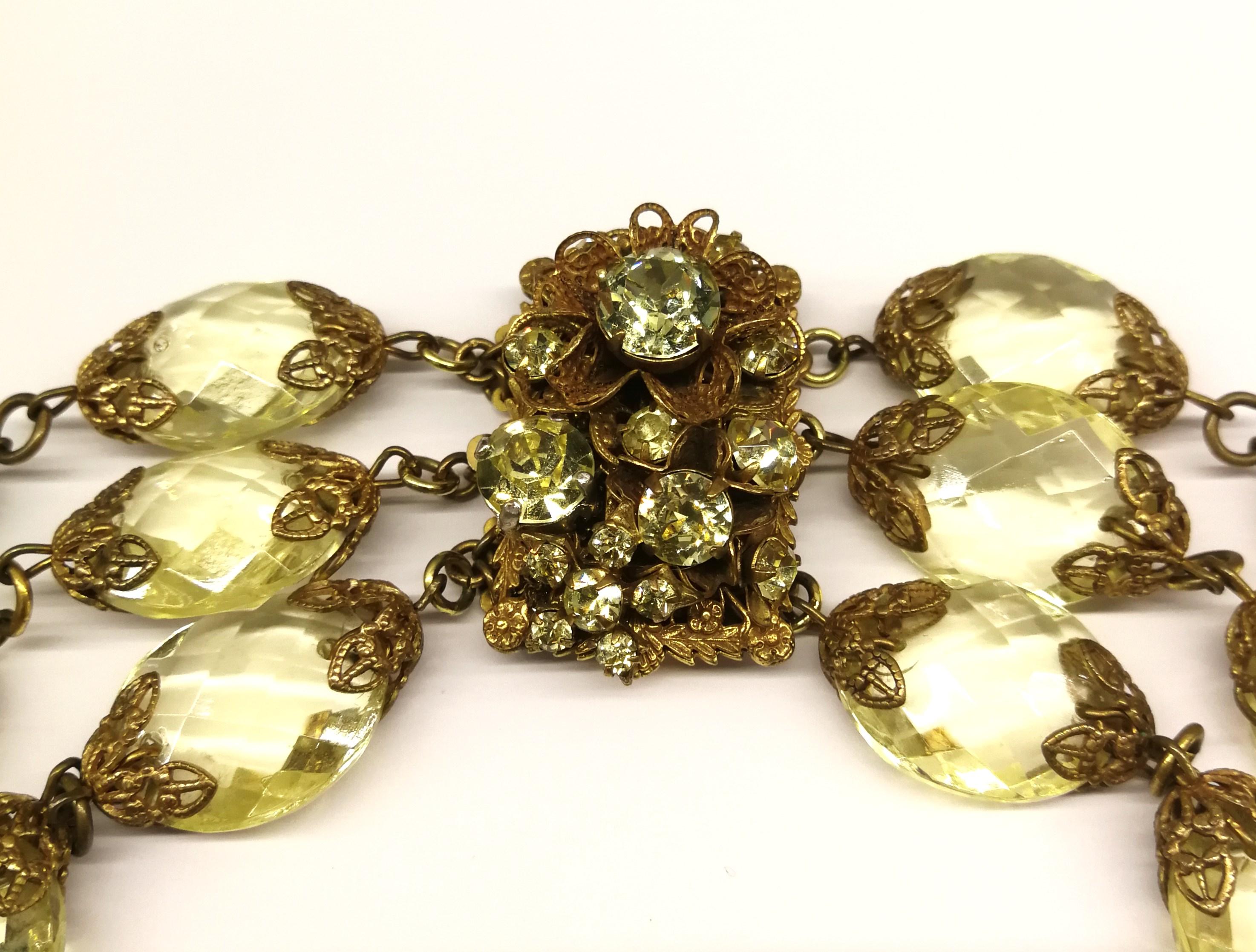 Faceted citrine glass and gilded metal parure, Miriam Haskell, 1960s 4