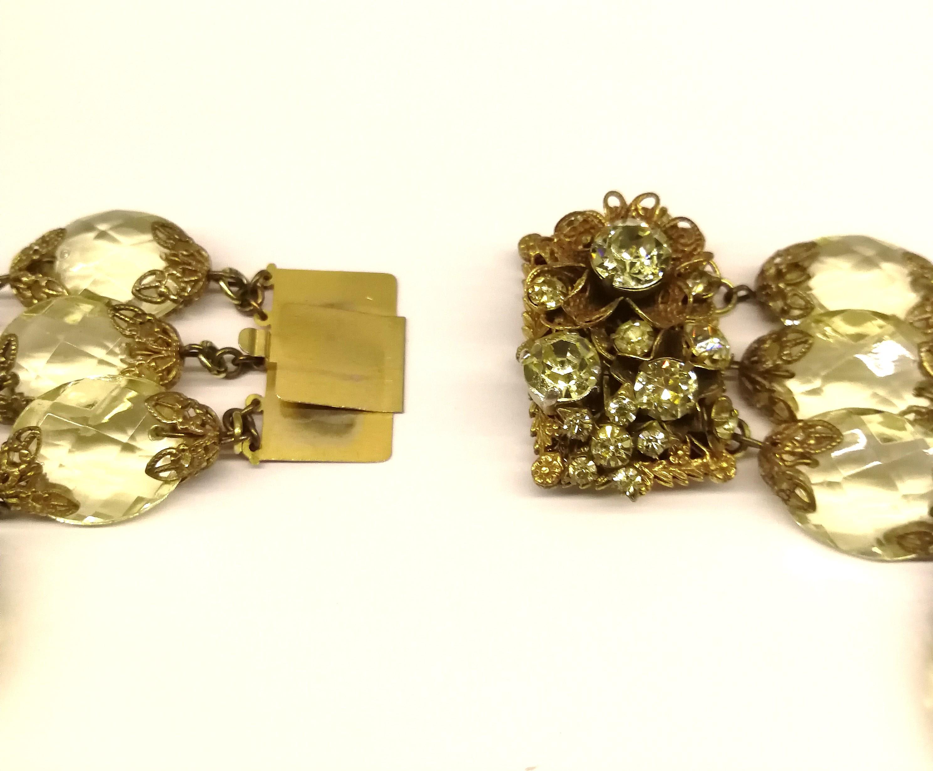 Faceted citrine glass and gilded metal parure, Miriam Haskell, 1960s 5