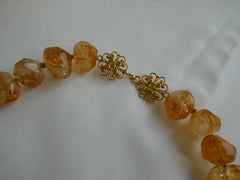 Faceted Citrine Nuggets 18k Gold Beads & Clasp (Not Plated) Gemstome Necklace