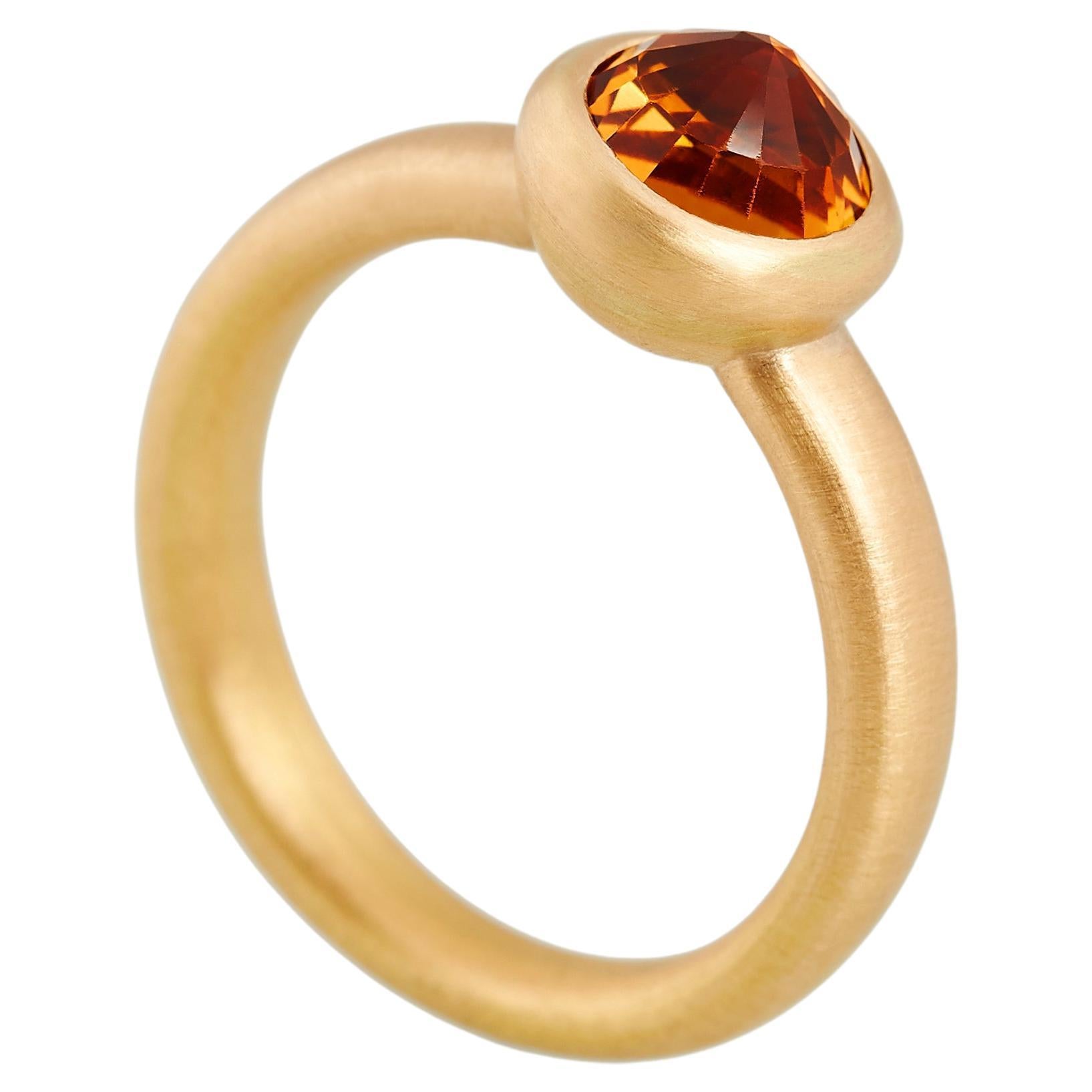 Faceted Citrine Ring, 22 Carat Gold For Sale