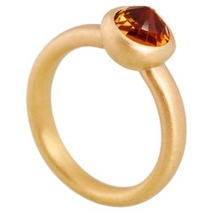 Used Faceted Citrine Ring, 22 Carat Gold