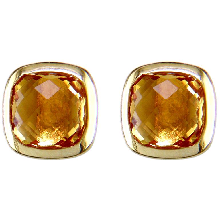 Hammerman Brothers Faceted Citrine Stud Earrings For Sale