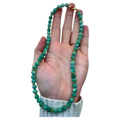 Faceted Colombian Emerald & Vermeil Beaded Necklace