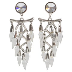 Orecchini a clip in argento con gocce di cristallo sfaccettate Chandelier