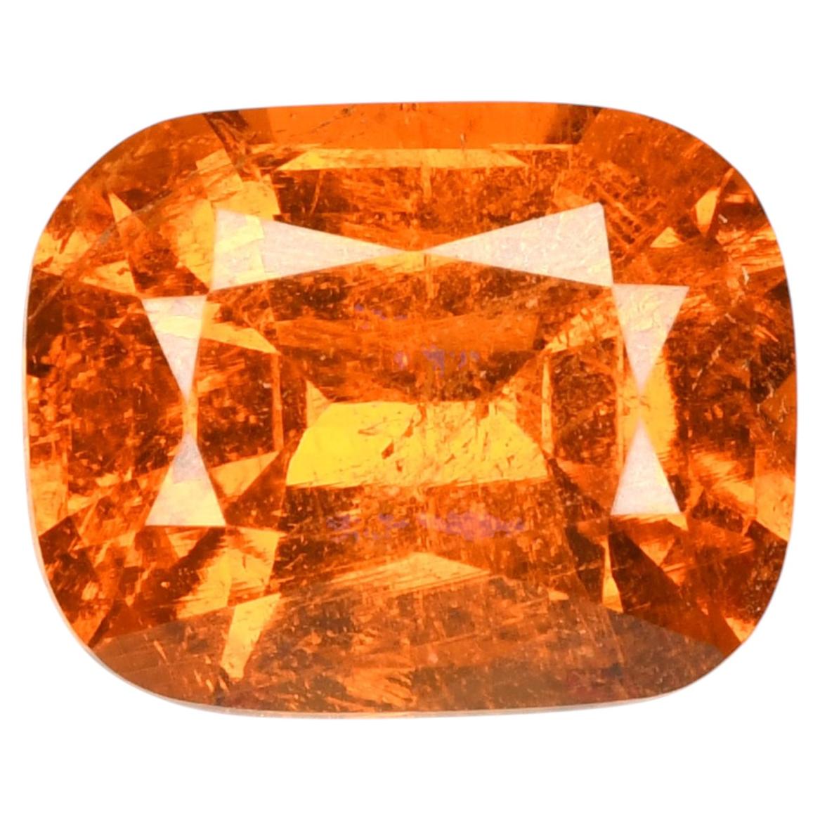 Faceted cushion Spessartite Orange Garnet For Sale