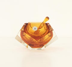 Faceted Diamond Murano Ashtray by Flavio Poli, Italy