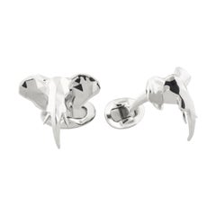 Faceted Elephant Head Cufflinks in Sterling Silver by Fils Unique