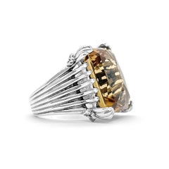 Faceted Emerald Cut in Champagne Quartz in Sterling Silver