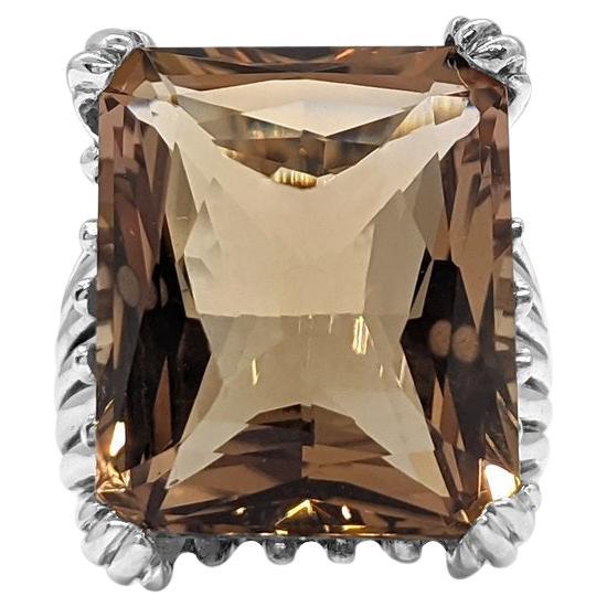 For Sale:  Faceted Emerald Cut in Champagne Quartz in Sterling Silver