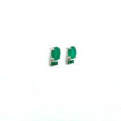 Faceted Emerald Everyday Studs Earring Gift for Sister in 925 Sterling Silver