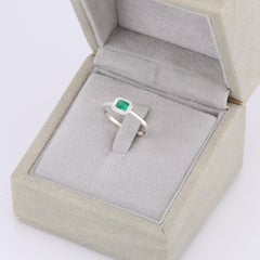 Faceted emerald silver ring, 5.5 size