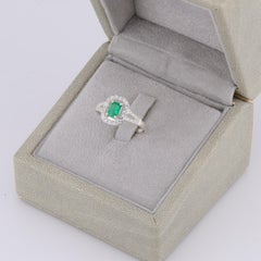 Faceted emerald silver ring, 6.5 size