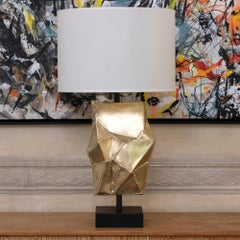“Faceted” Flair Edition Table Lamp in Natural Brass and Steel, Italy, 2021