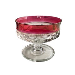Faceted Flashed Cranberry Thumbprint Coupe Glasses, Set of 5