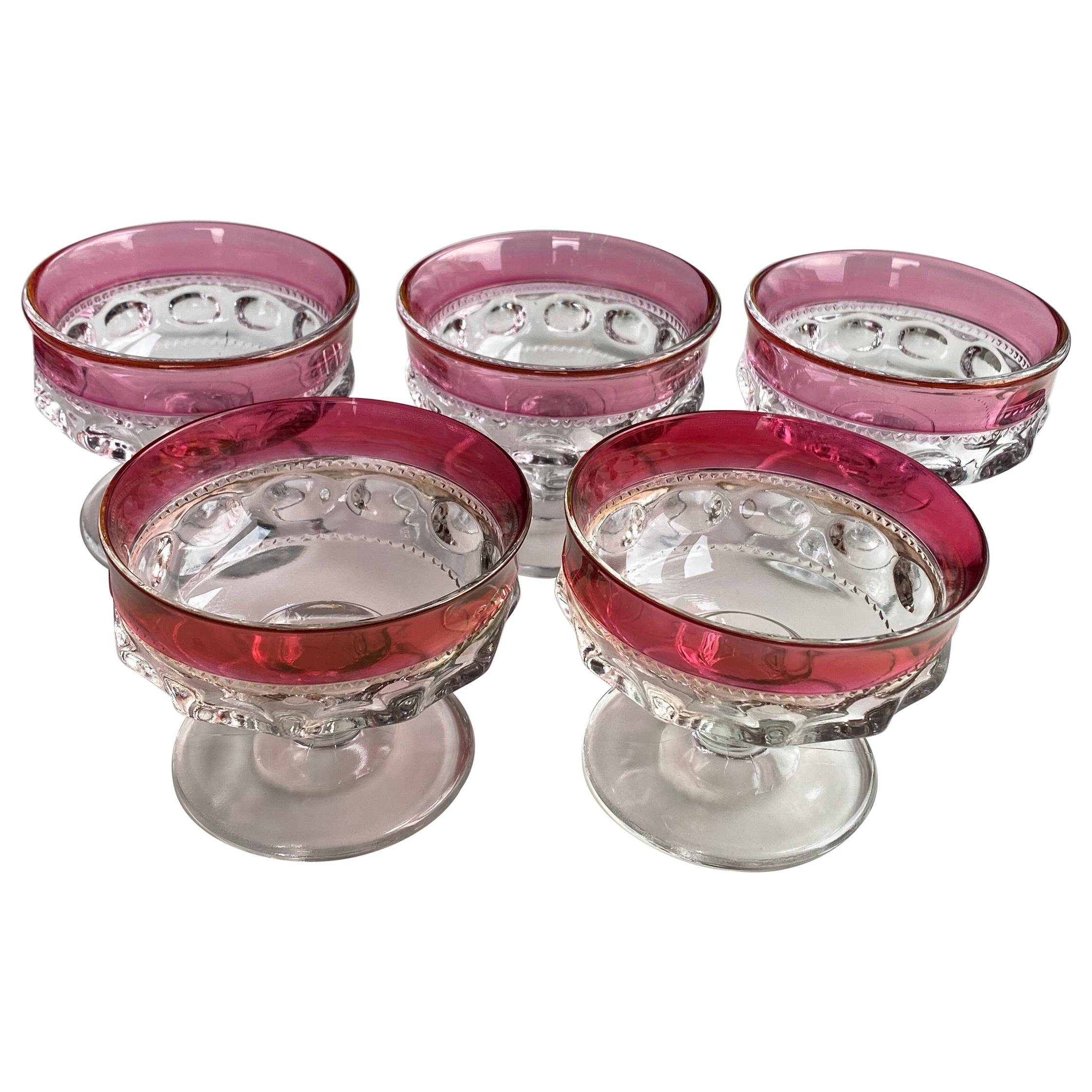 Lot of 8 Vintage Tiffin Franciscan Cranberry Thumbprint 4 14 Juice Glasses