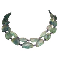 Faceted Fluorite and Iolite Double Strand Beaded Necklace