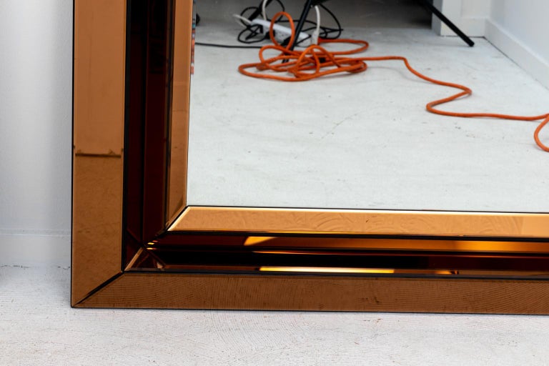 Faceted Frame Bronze Glass Wall Mirror at 1stDibs