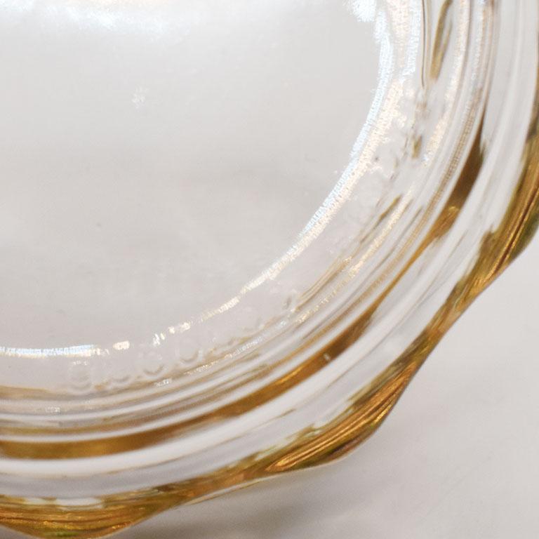 Faceted French Glass Bowls With Gold And Green Art Deco Band By Arcoroc A Pair For Sale At 1stdibs