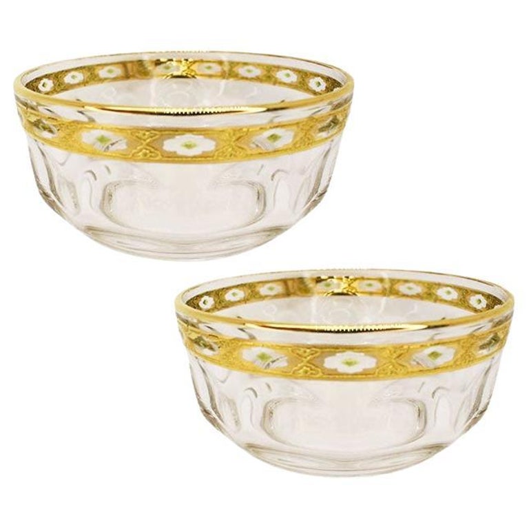 Faceted French Glass Bowls with Gold and Green Art Deco Band by Arcoroc, a  Pair at 1stDibs | arcoroc france bowl, arcoroc france glass bowl, arcoroc  france glassware