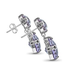 Faceted Galactical Amethyst Double Drop Earring In Sterling Silver
